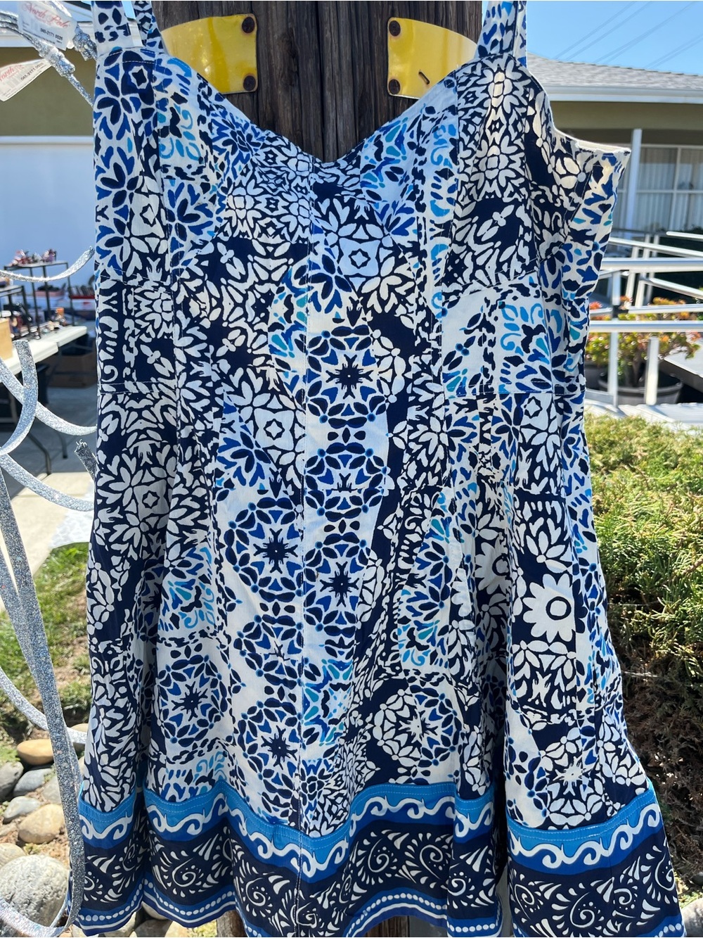 Avec Les Filles Navy and Blue Mosaic-Print Camisole